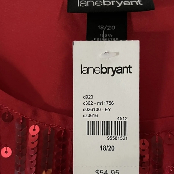 Lane Bryant Red Sequin Cold Shoulder Peplum Bliuse, Size 18/20, - Picture 2 of 6